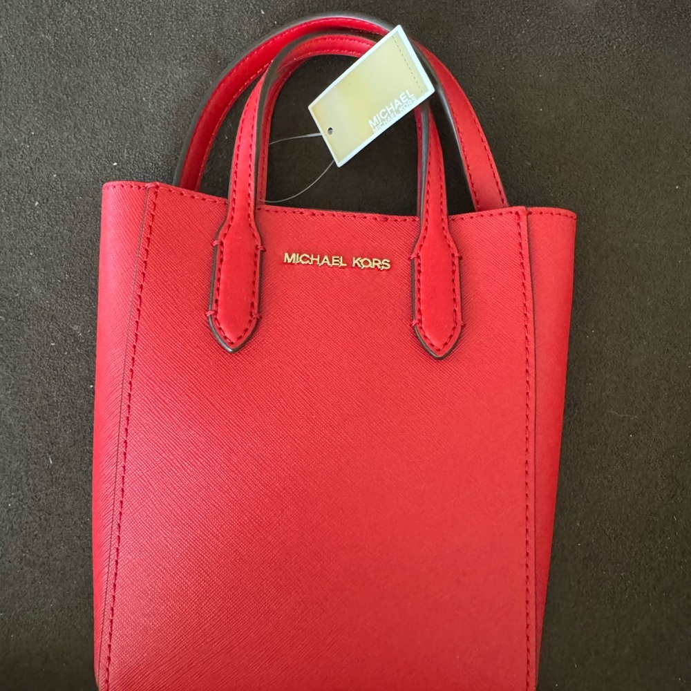 Michael Kors Red Leather Tote Bag